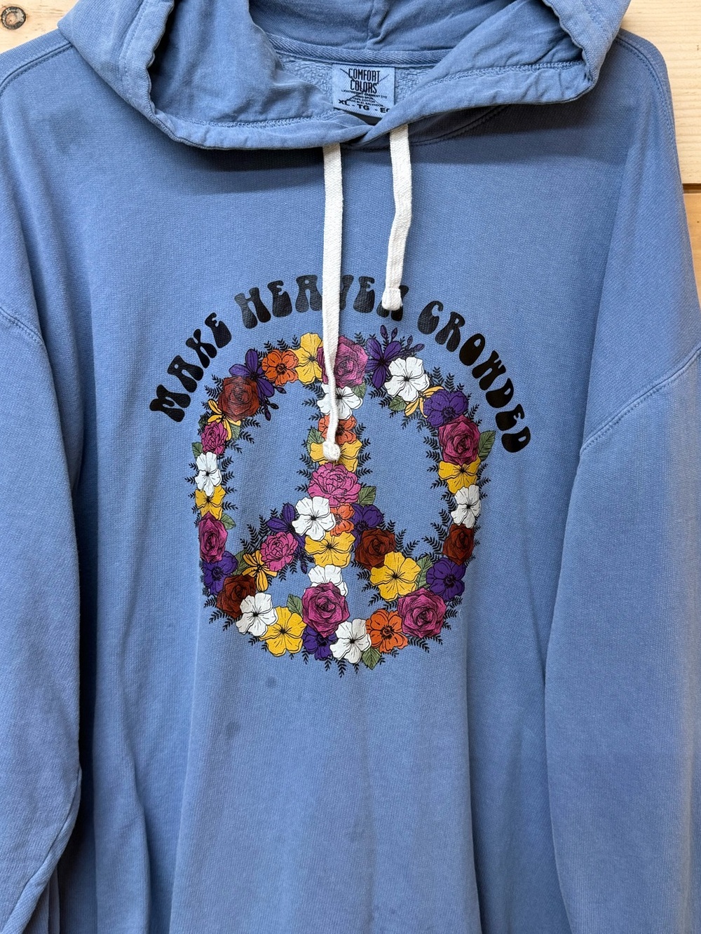 Comfort Colors Blue Floral Peace Sign Hoodie Pullover